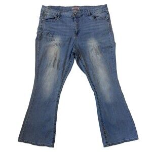 True Luck Women's Flare Leg Blue Jeans w/ Stretch, Size 20